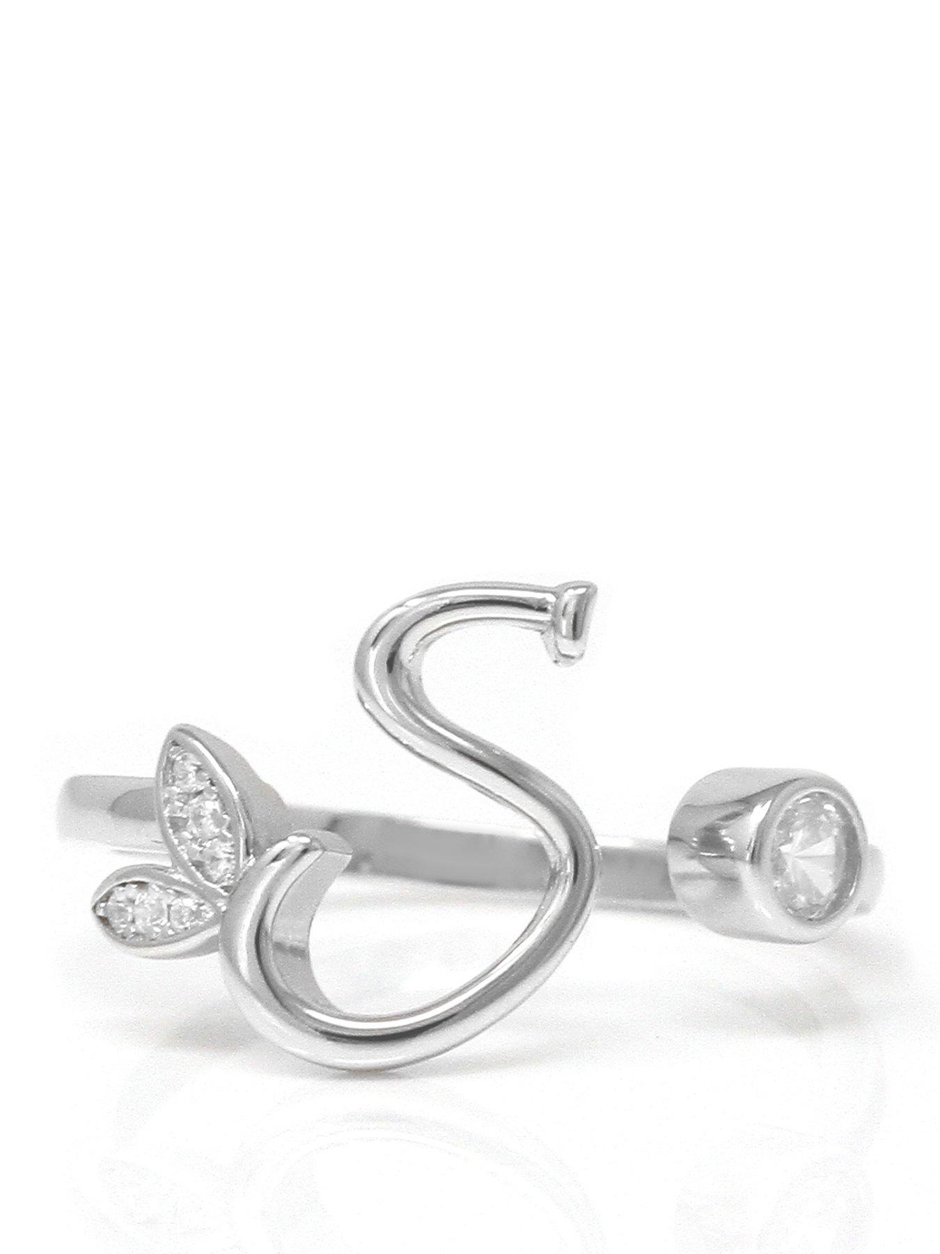 Say It With Adjustable Winged Initial Ring - Sterling Silver