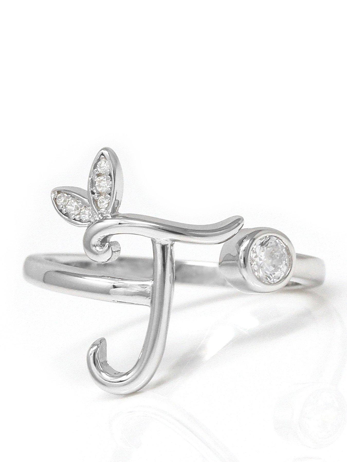 Say It With Adjustable Winged Initial Ring - Sterling Silver