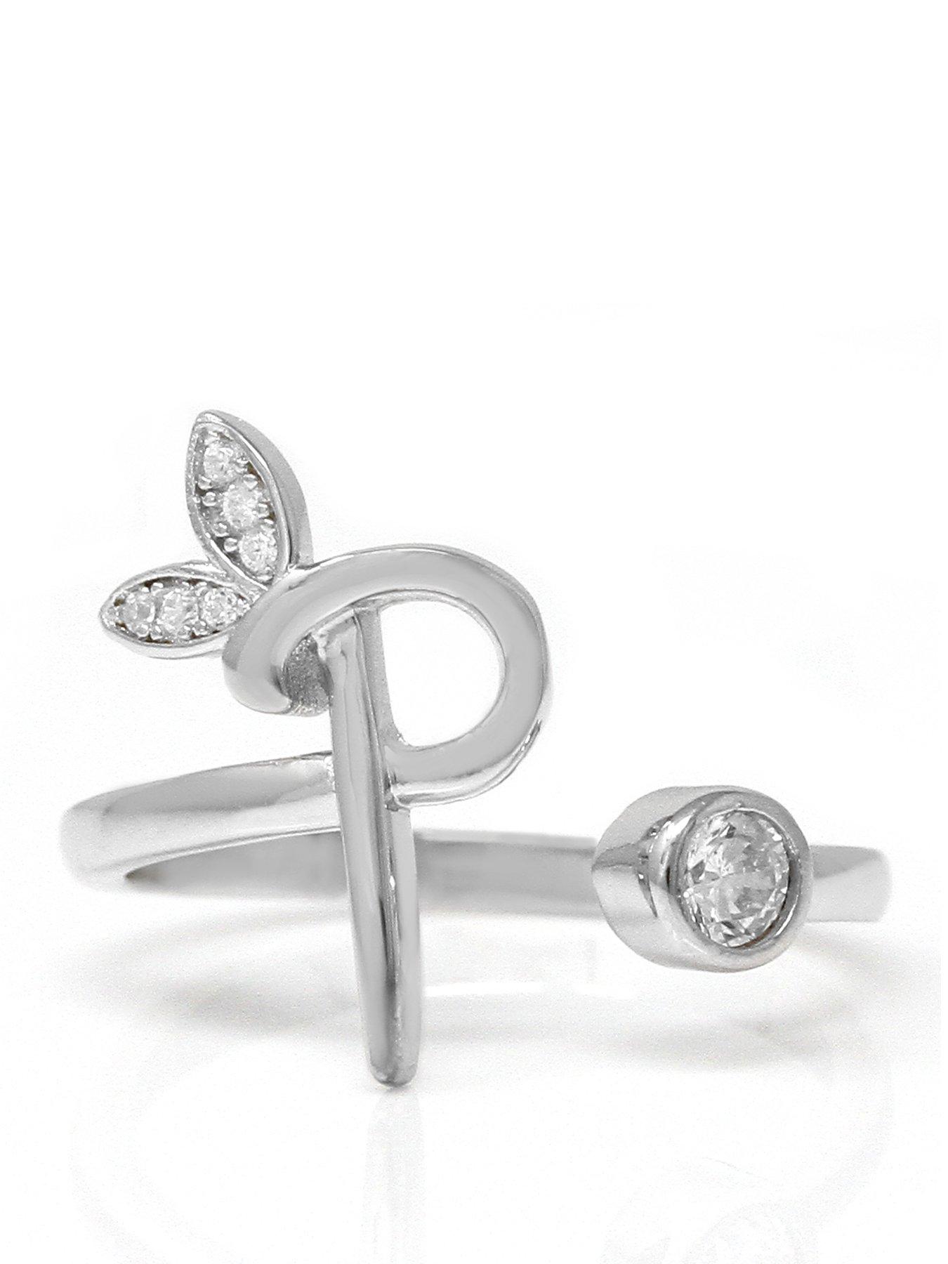 Say It With Adjustable Winged Initial Ring - Sterling Silver