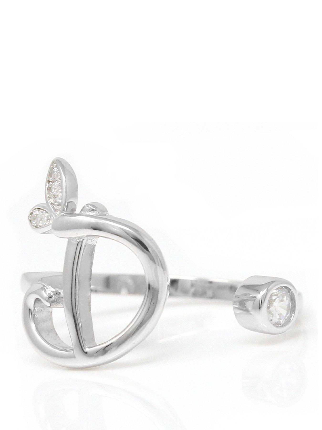 Say It With Adjustable Winged Initial Ring - Sterling Silver