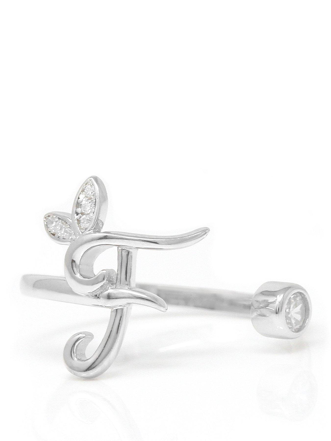Say It With Adjustable Winged Initial Ring - Sterling Silver