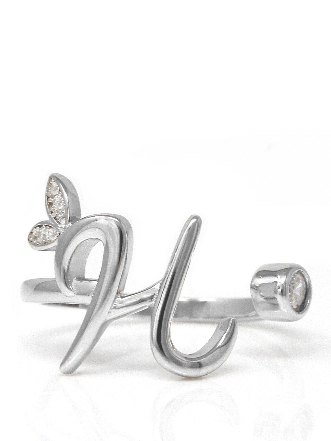 Say It With Adjustable Winged Initial Ring - Sterling Silver