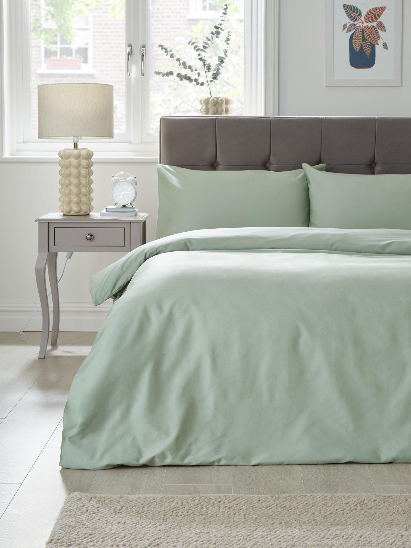 Product photograph of Hotel Collection Luxury 400 Thread Count 100 Cotton Soft Touch Sateen Duvet Cover Set - Sage Green from very.co.uk