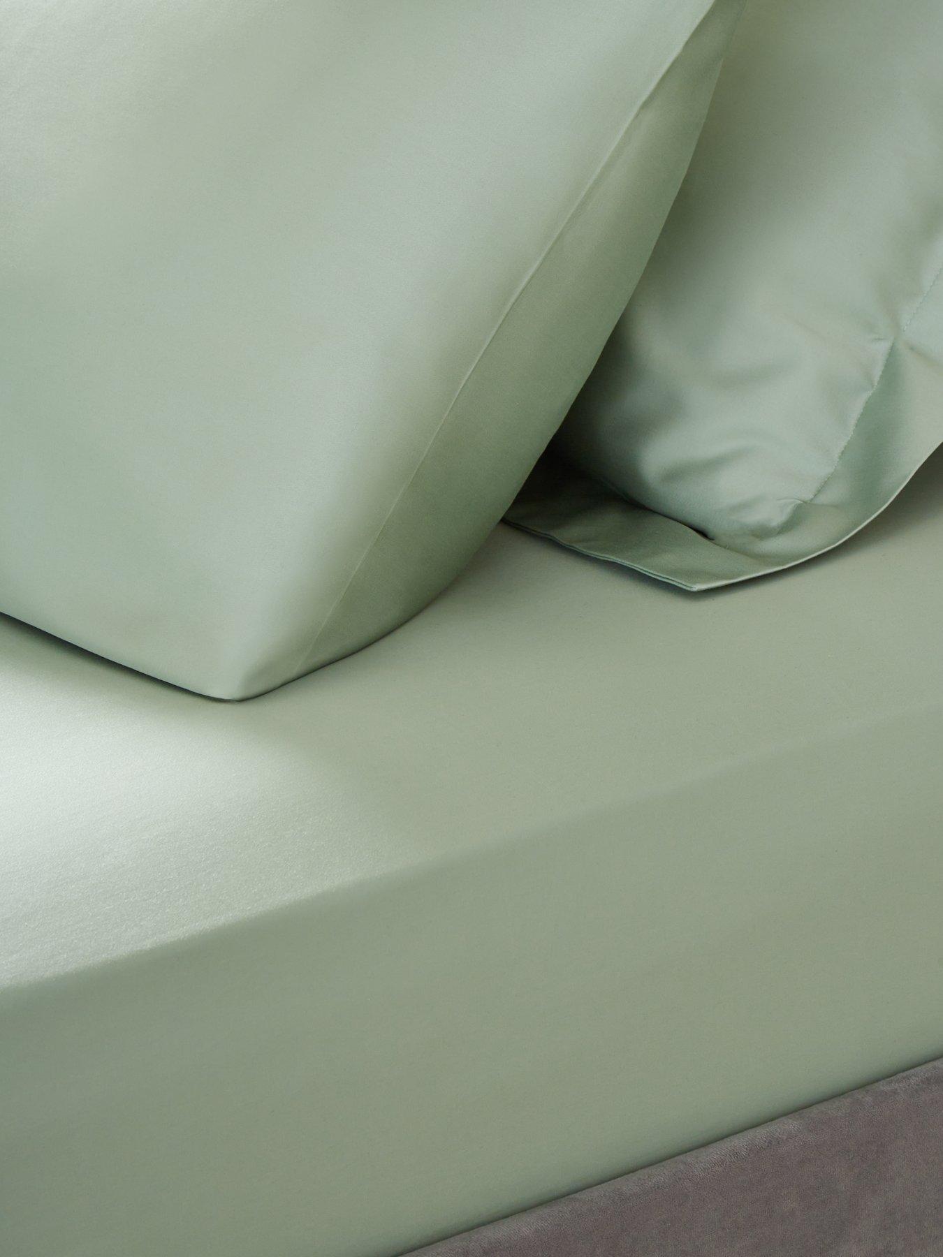 Product photograph of Hotel Collection Luxury 400 Thread Count Soft Touch Sateen 32 Cm Extra Deep Fitted Sheet In Sage Green from very.co.uk
