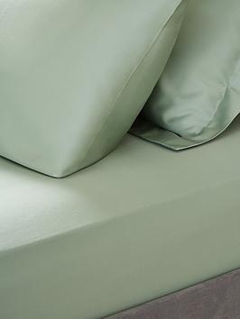 Product photograph of Very Home Luxury 400 Thread Count Soft Touch Sateen 32 Cm Extra Deep Fitted Sheet In Sage Green from very.co.uk