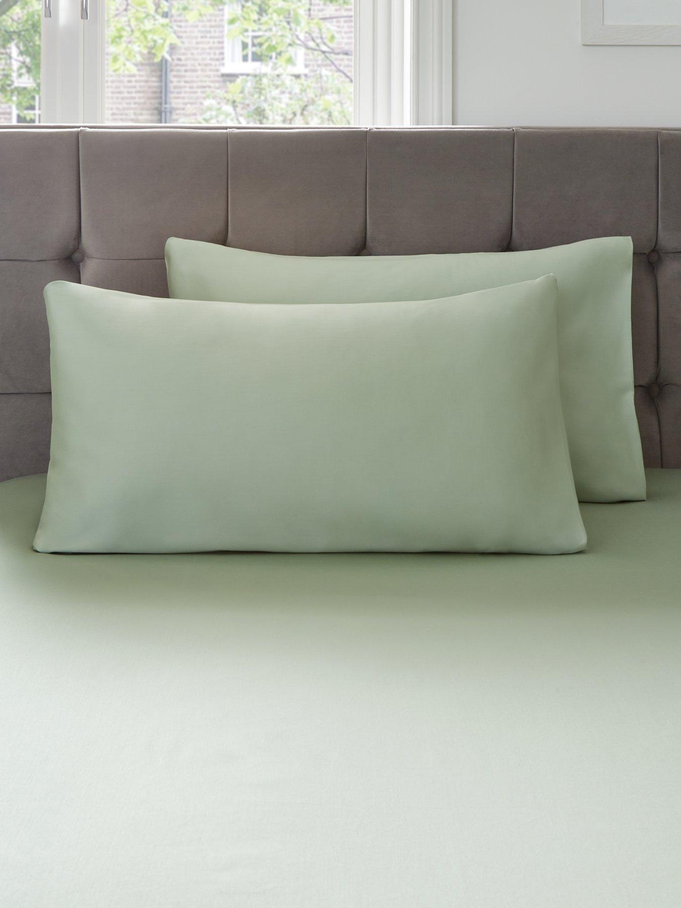 Product photograph of Hotel Collection Luxury 400 Thread Count Soft Touch Sateen Standard Pillowcase Pair Ndash Sage Green from very.co.uk