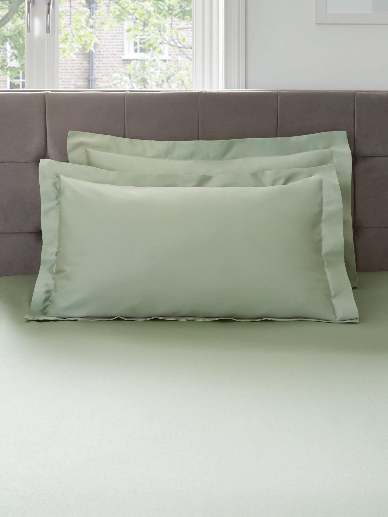 Product photograph of Hotel Collection Luxury 400 Thread Count Soft Touch Sateen Oxford Pillowcase Pair Ndash Sage Green from very.co.uk