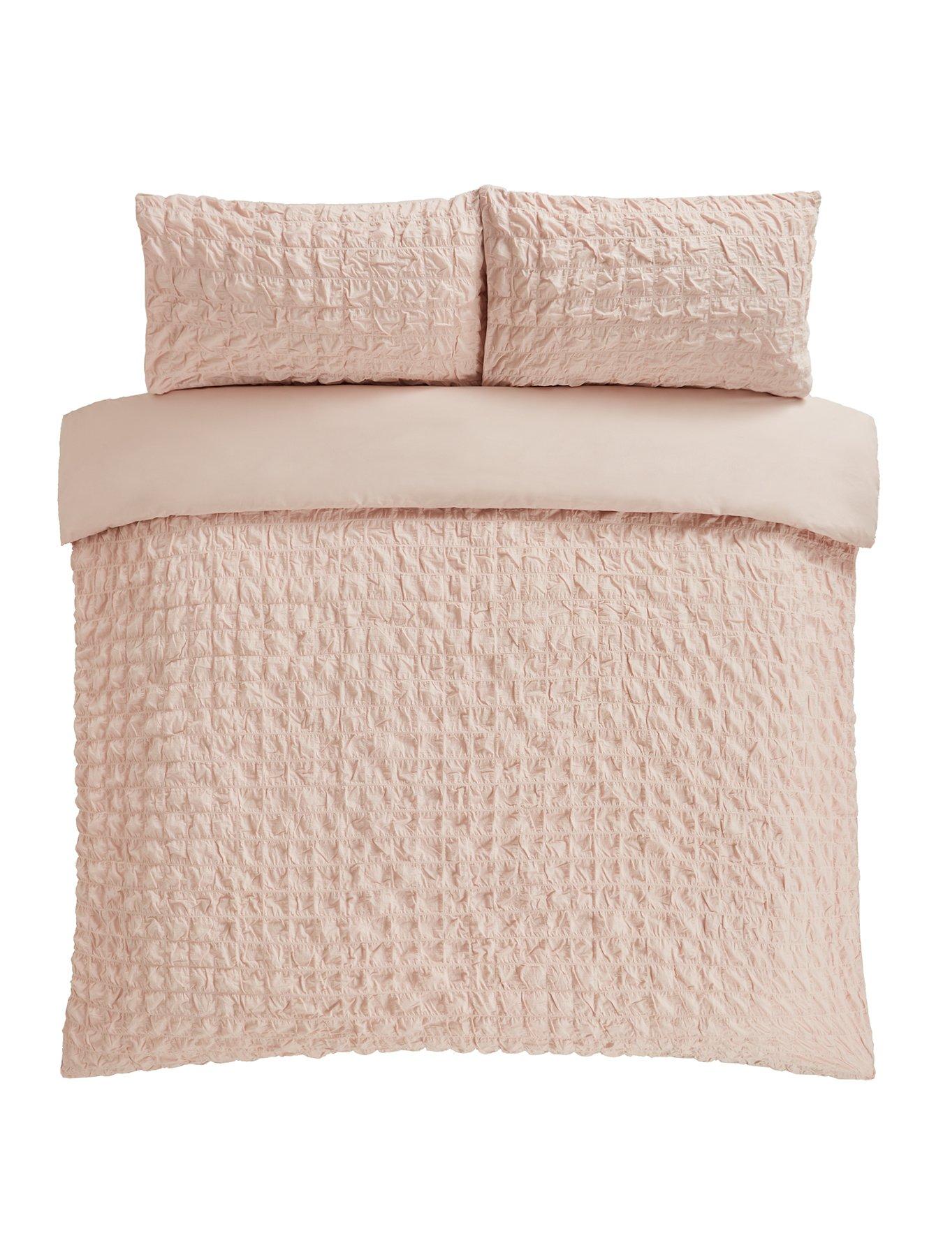 Image 2 of 5 of Very Home Seersucker Cotton 180 Thread Count Duvet Cover Set - Blush Pink
