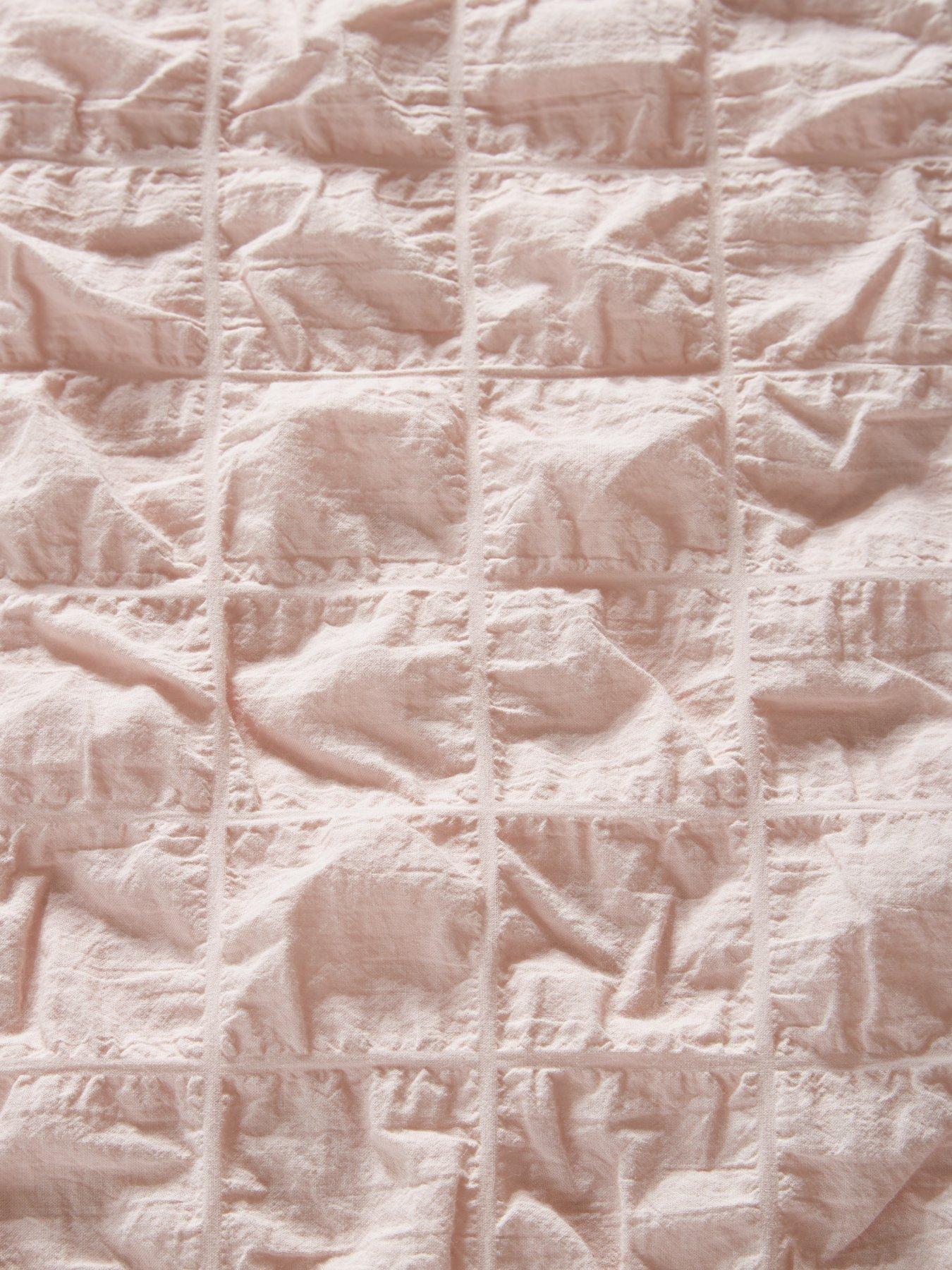 Image 5 of 5 of Very Home Seersucker Cotton 180 Thread Count Duvet Cover Set - Blush Pink