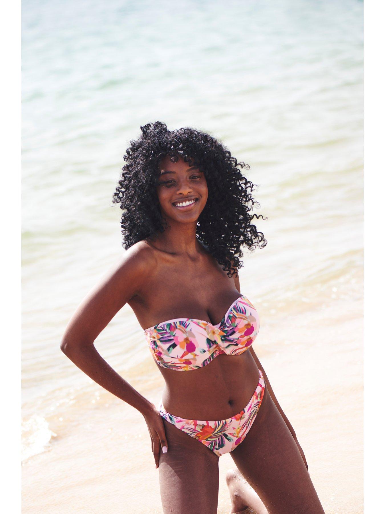 Paradise Padded Twist Bandeau Bikini Top - Pink Tropical