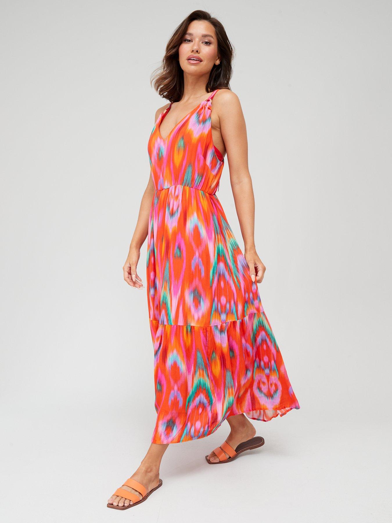 V by Very V Neck Ring Strap Maxi Beach Dress Multi very