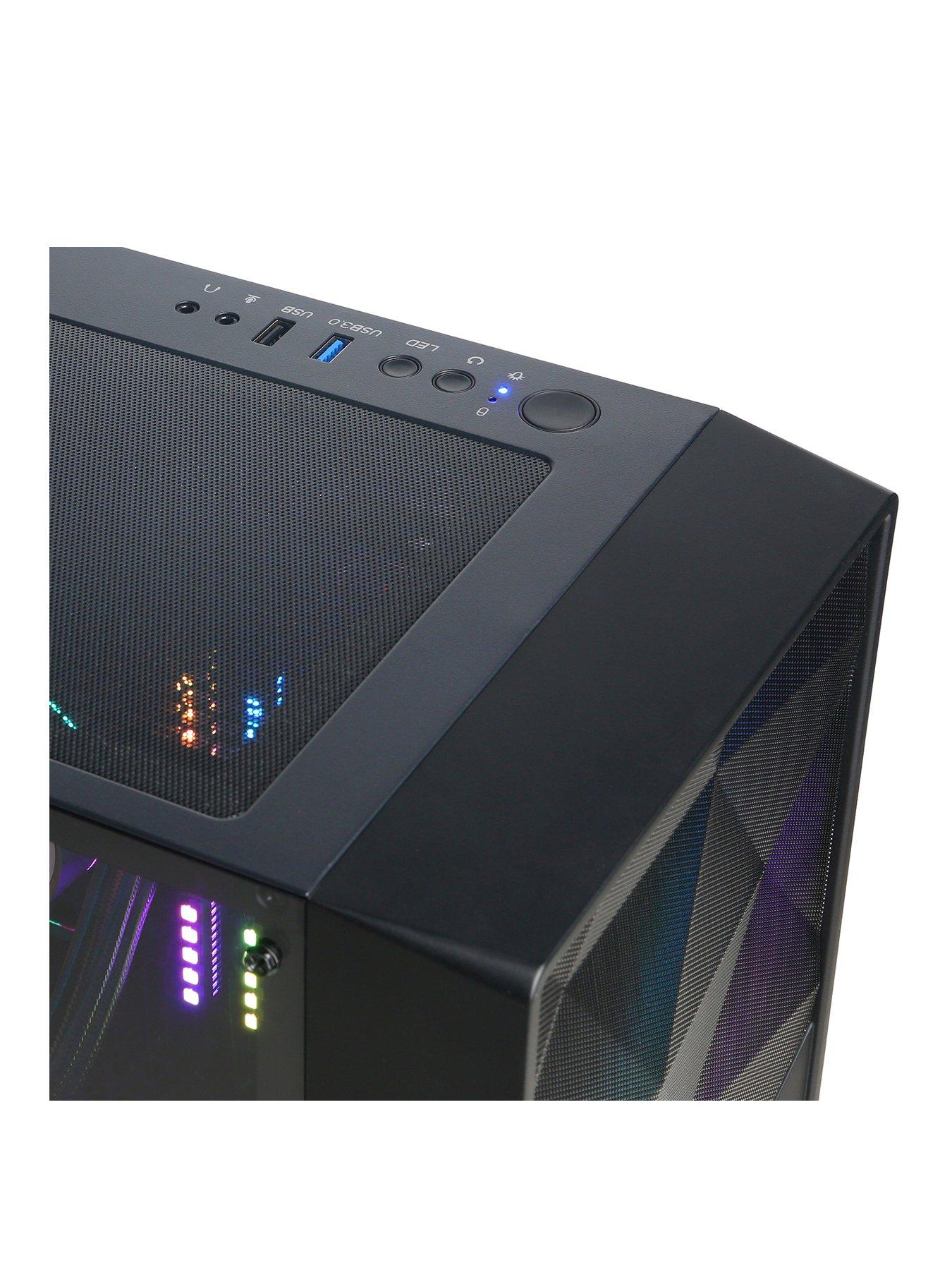 Image 2 of 6 of CyberPower PC Eurus Gaming PC Bundle - AMD Ryzen 5 5600G, 8GB RAM, 500GB M.2 NVMe SSD - with 23.8in Monitor, Headset, Keyboard, Mouse &amp; Pad
