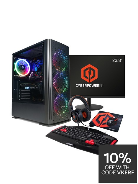 cyberpower-blaze-ryzen-5-rtx-3050-gaming-pc-bundle-with-238in-fhd-monitor-headset-keyboard-mouse-and-mouse-pad