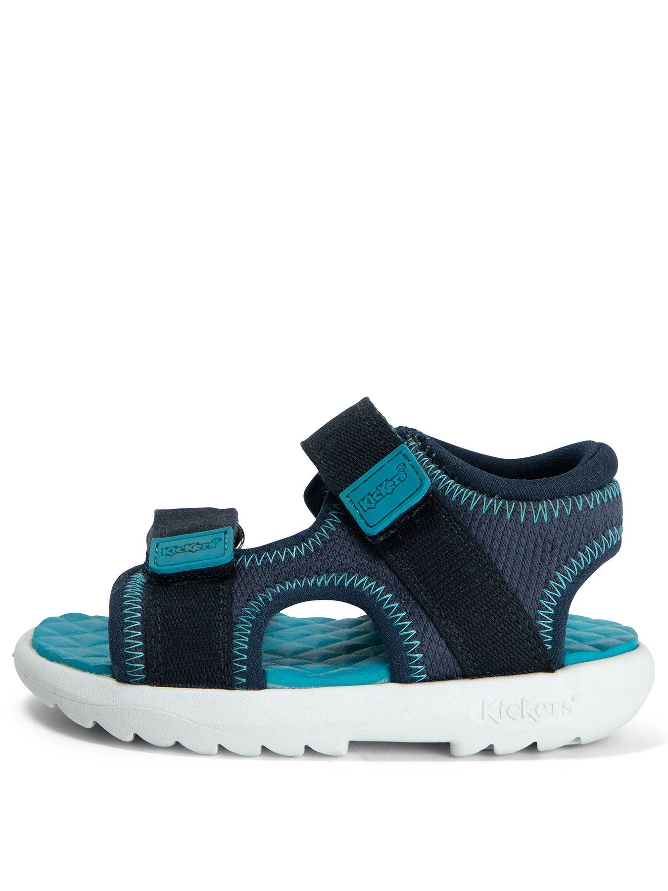 Kickers Orin Boys' Navy Leather Sandals | Charles Clinkard