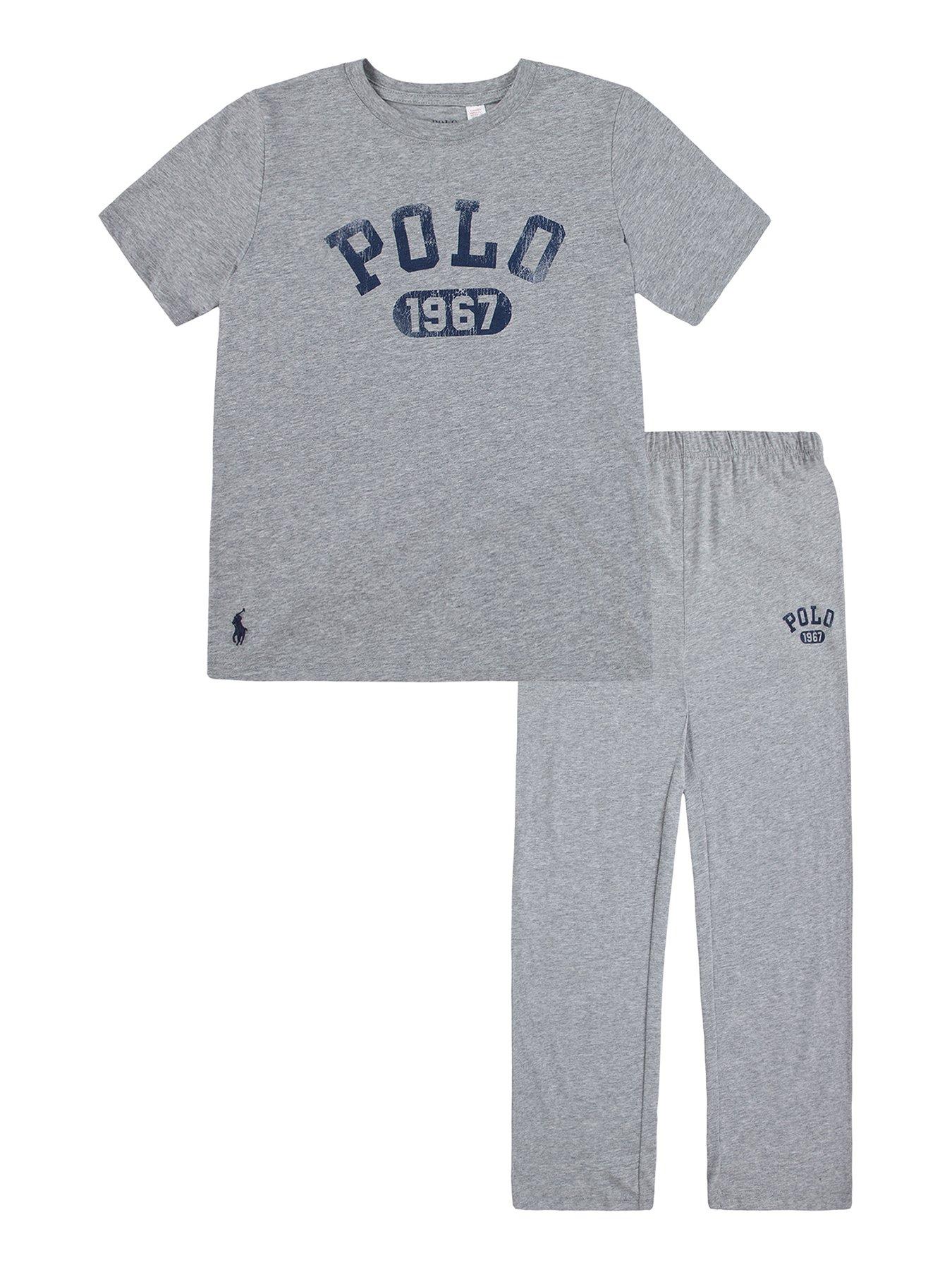 Boys Short Sleeve T Shirt and Pants Lounge Set Grey