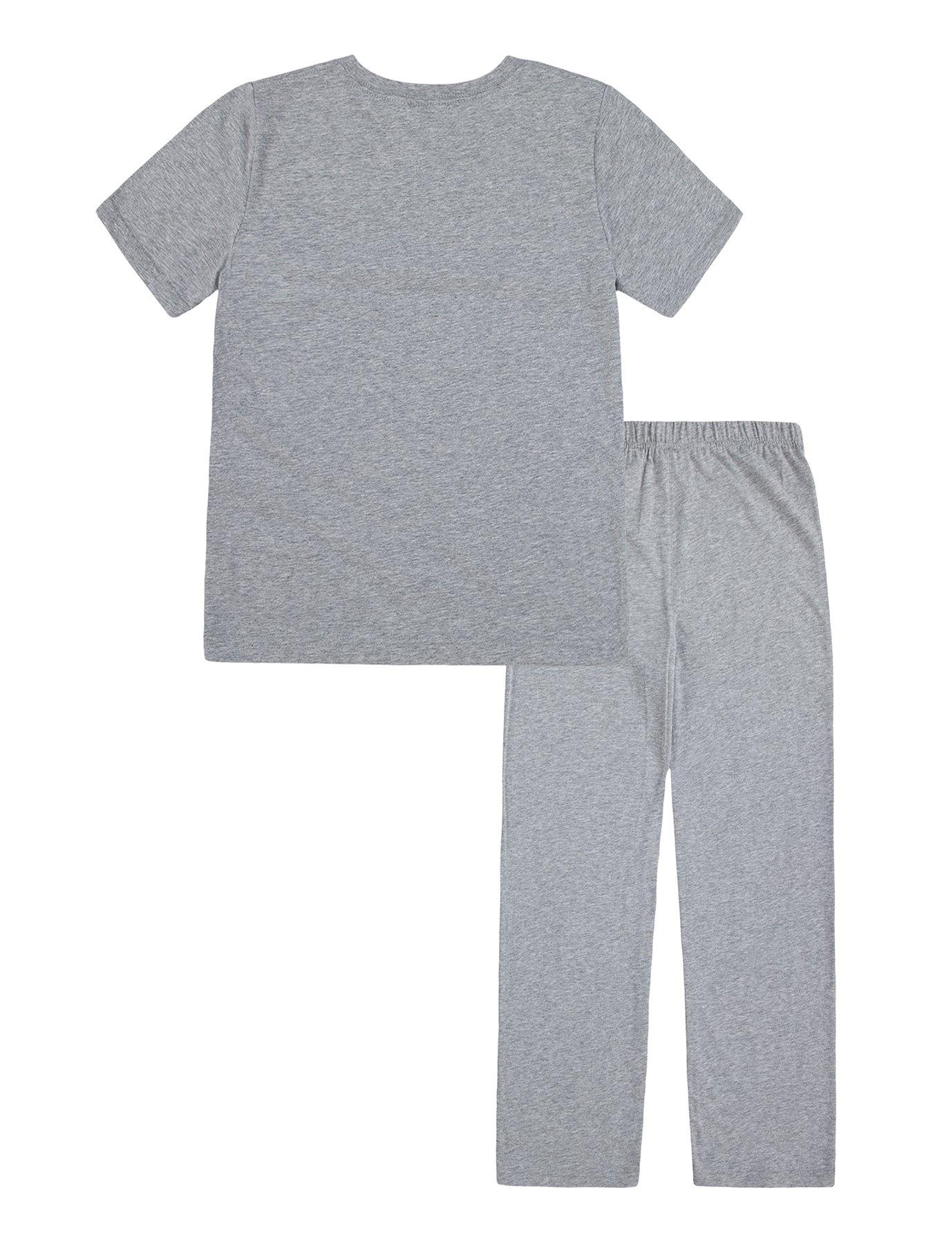 Boys Short Sleeve T Shirt and Pants Lounge Set Grey