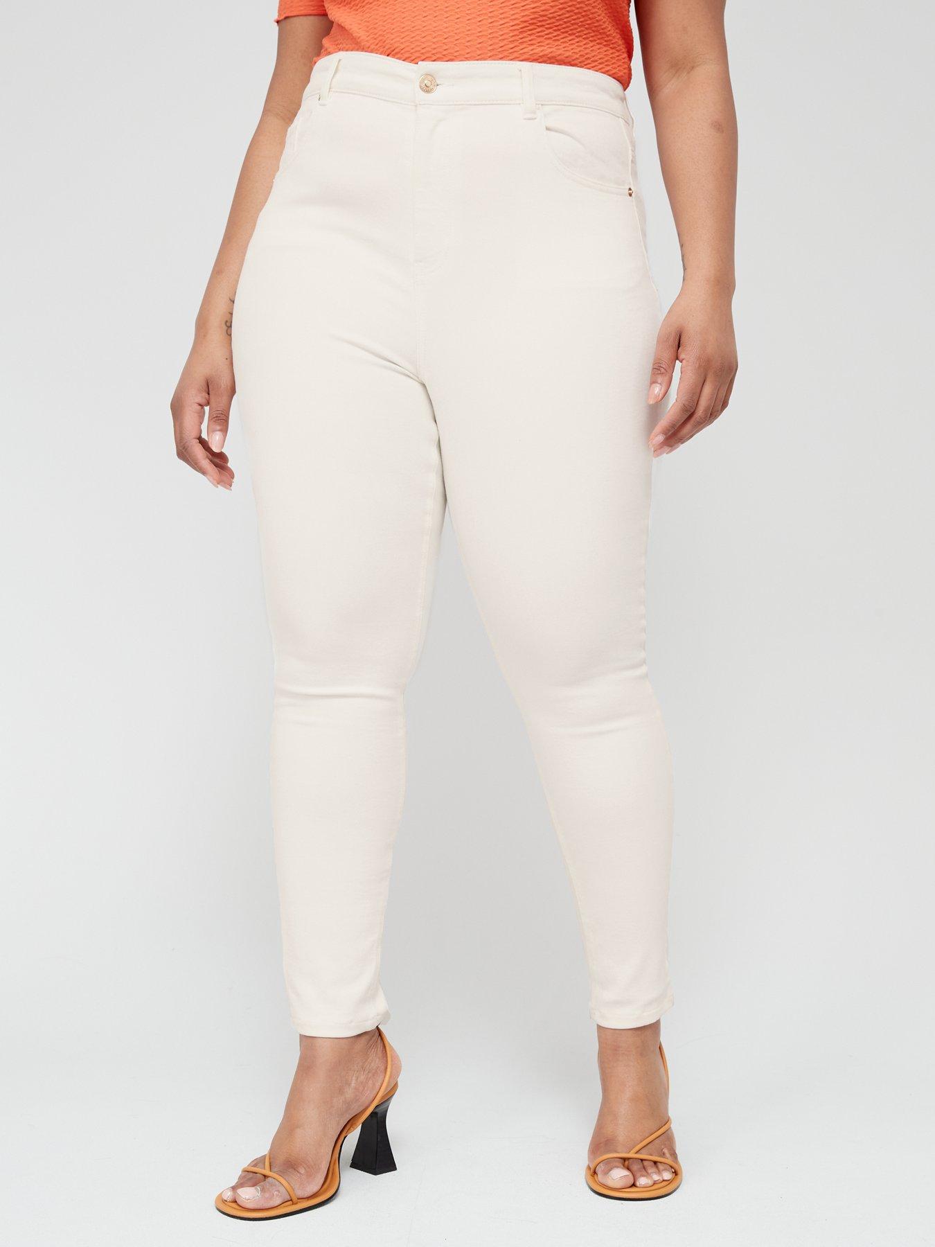 V by Very Curve High Waisted Skinny Jean - Off White/Cream