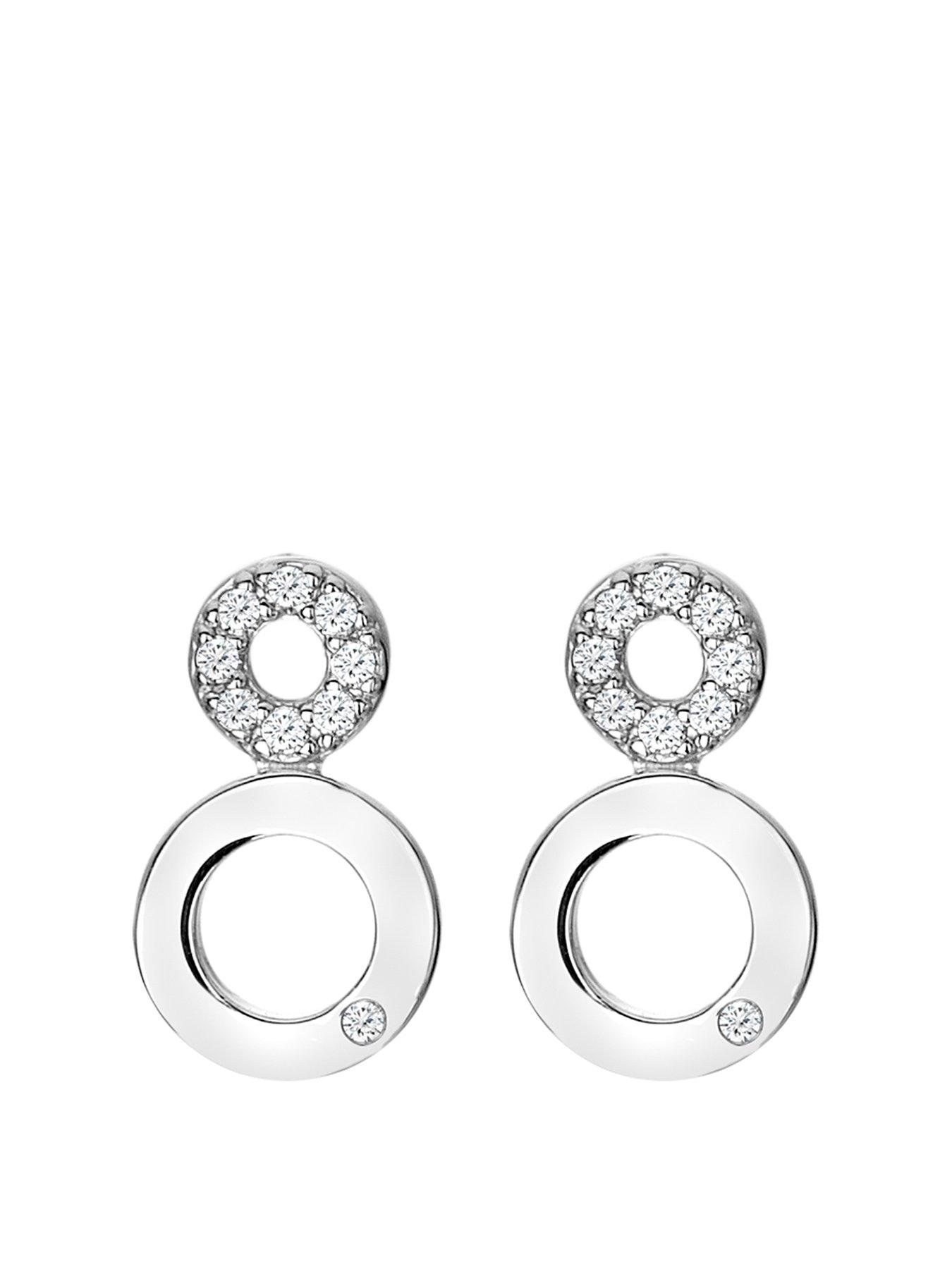 Product photograph of Hot Diamonds Balance White Topaz Earrings from very.co.uk