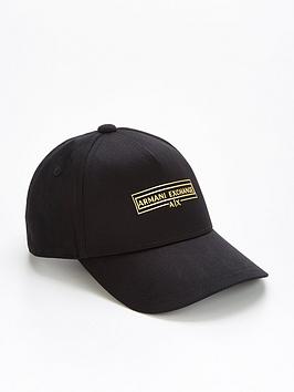 armani exchange gold black logo baseball cap