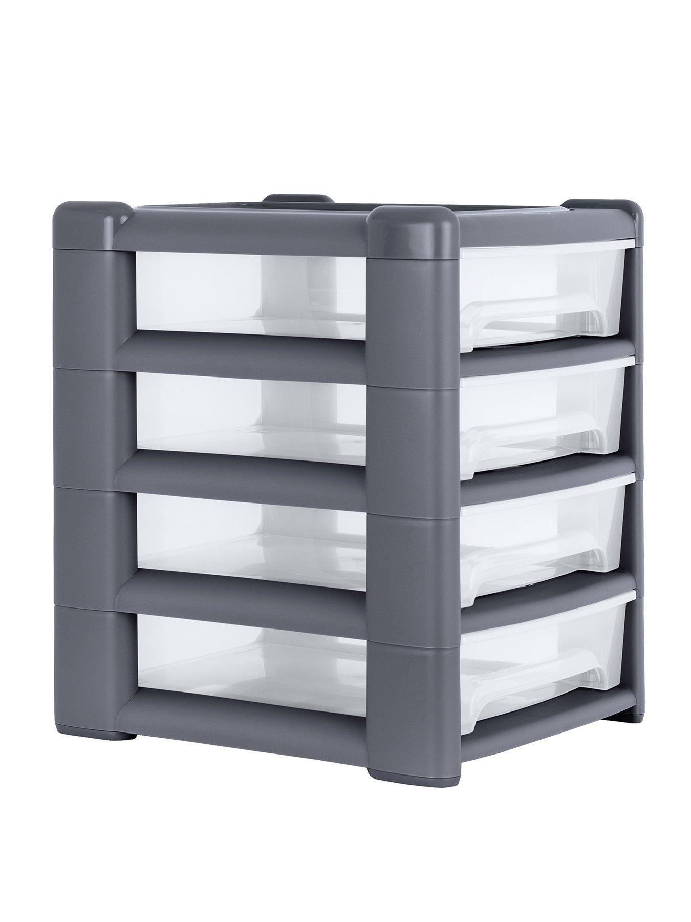 Product photograph of Wham Shallow 4-drawer Storage Unit In Graphite from very.co.uk