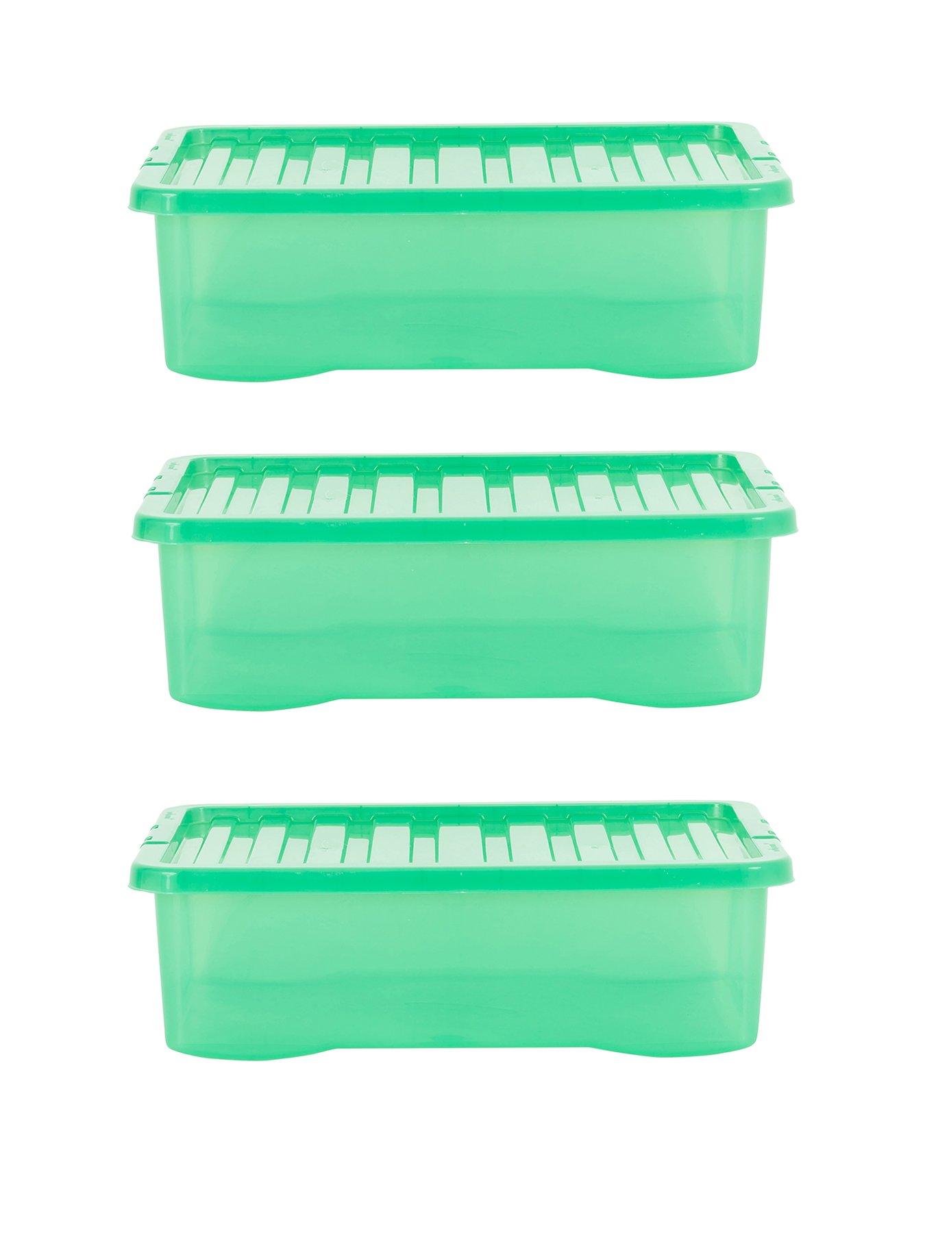 Image 2 of 4 of Wham Set of 3 Green Crystal Plastic Storage Boxes &ndash; 32 litres each