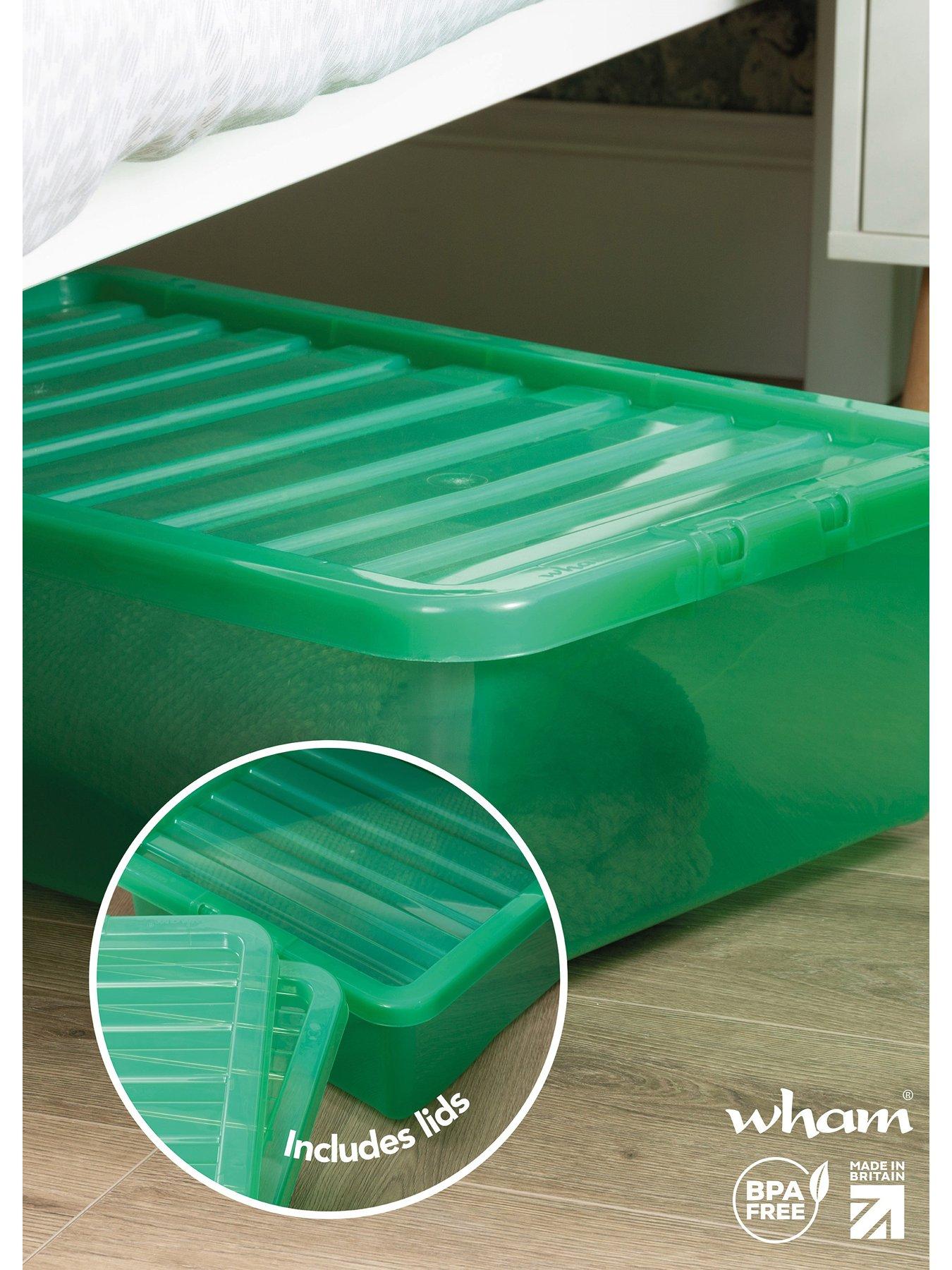 Image 3 of 4 of Wham Set of 3 Green Crystal Plastic Storage Boxes &ndash; 32 litres each