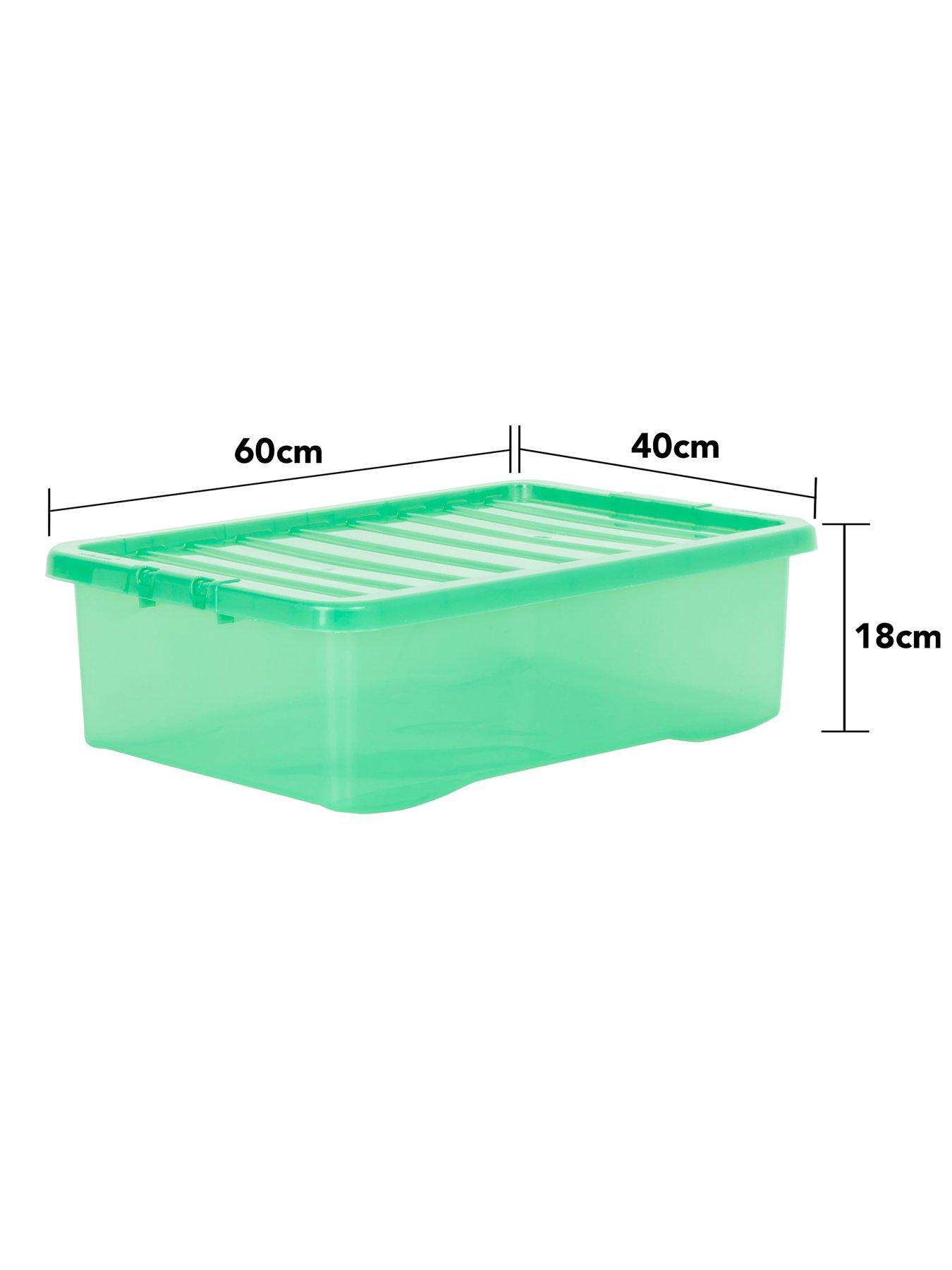 Image 4 of 4 of Wham Set of 3 Green Crystal Plastic Storage Boxes &ndash; 32 litres each
