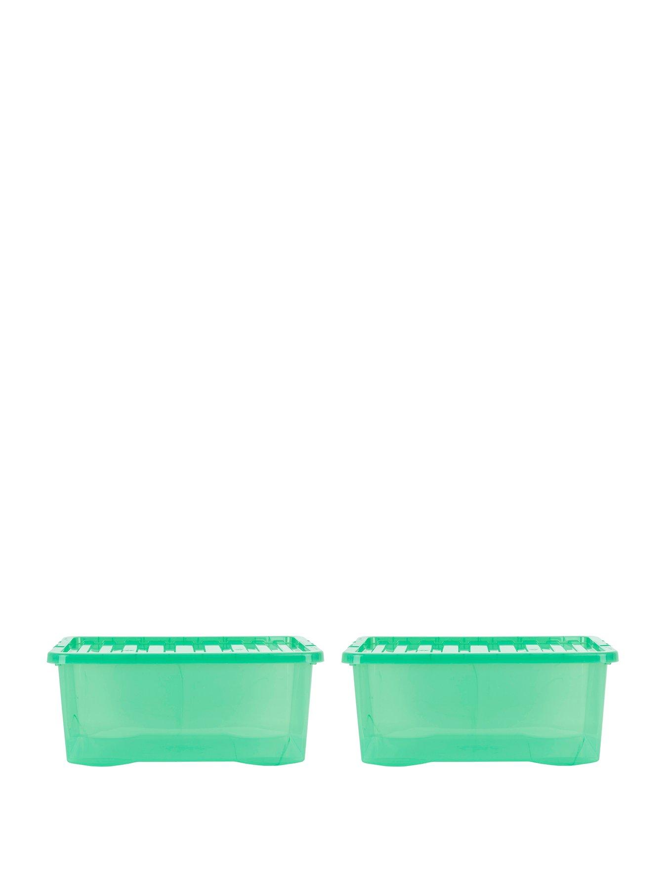 Wham Set of 2 Crystal Green Storage Boxes 45litre Capacity very.co.uk