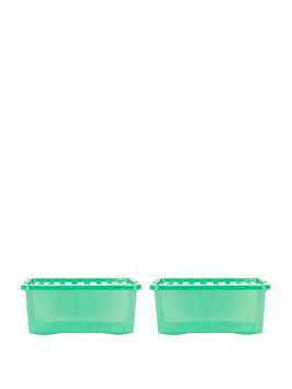 Product photograph of Wham Set Of 2 Crystal Green Storage Boxes Ndash 45-litre Capacity from very.co.uk