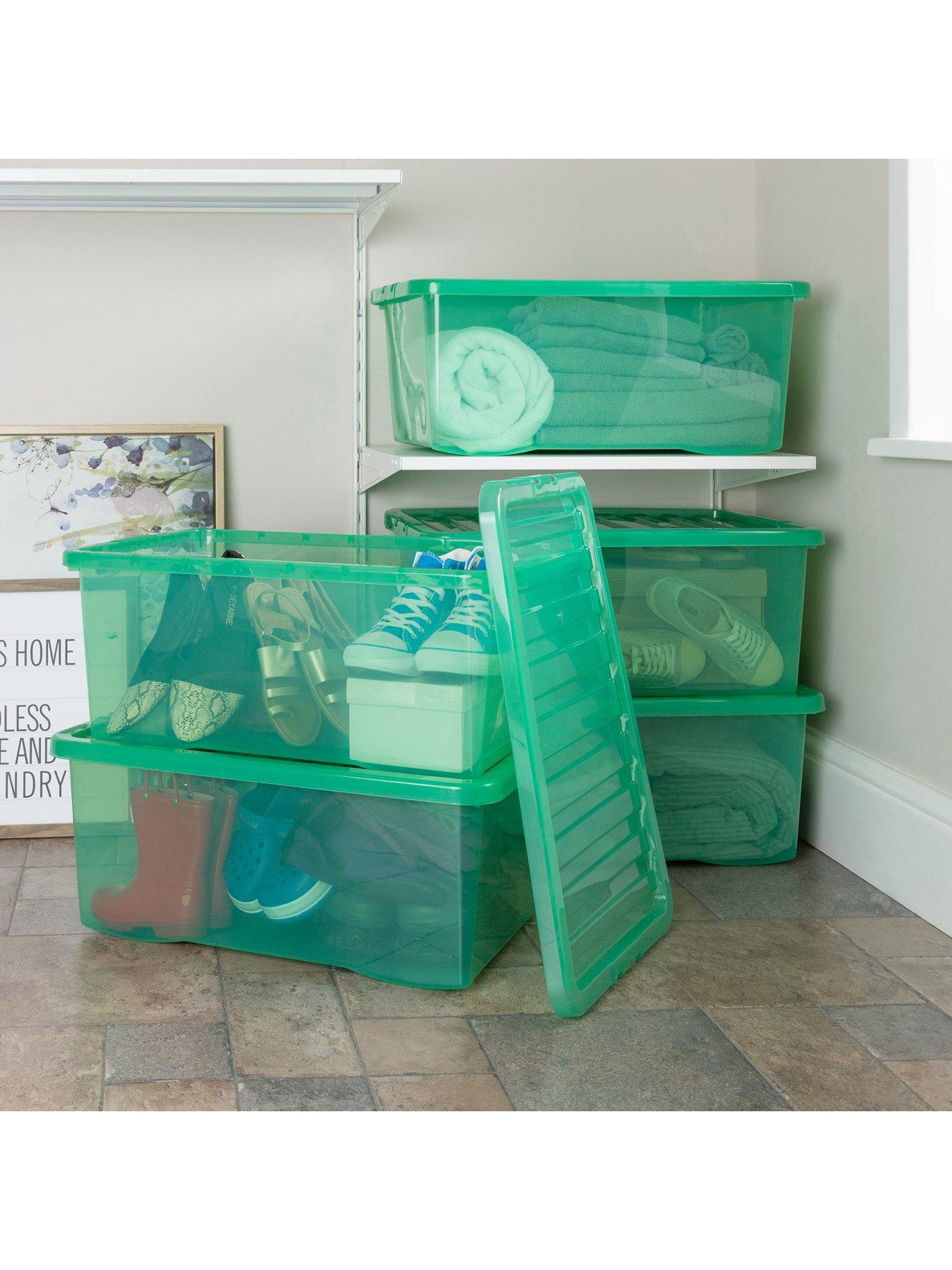 Wham Set of 2 Crystal Green Storage Boxes 45litre Capacity very.co.uk