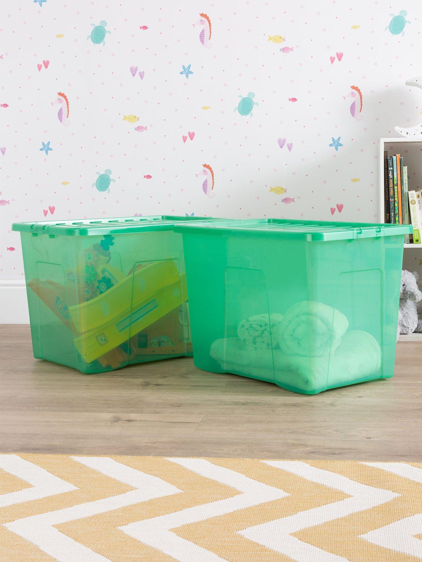 Product photograph of Wham Set Of 2 Crystal Storage Boxes In Green Ndash 80-litre Capacity from very.co.uk