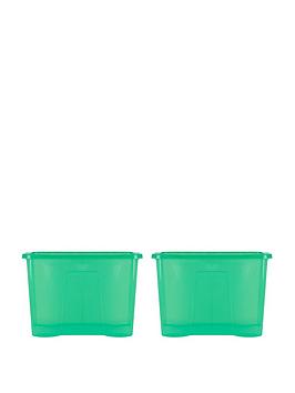 Product photograph of Wham Set Of 2 Crystal Storage Boxes In Green Ndash 80-litre Capacity from very.co.uk