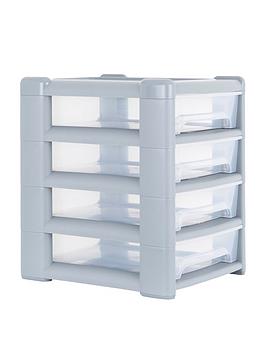 Product photograph of Wham Shallow 4-drawer Storage Unit In Light Grey from very.co.uk