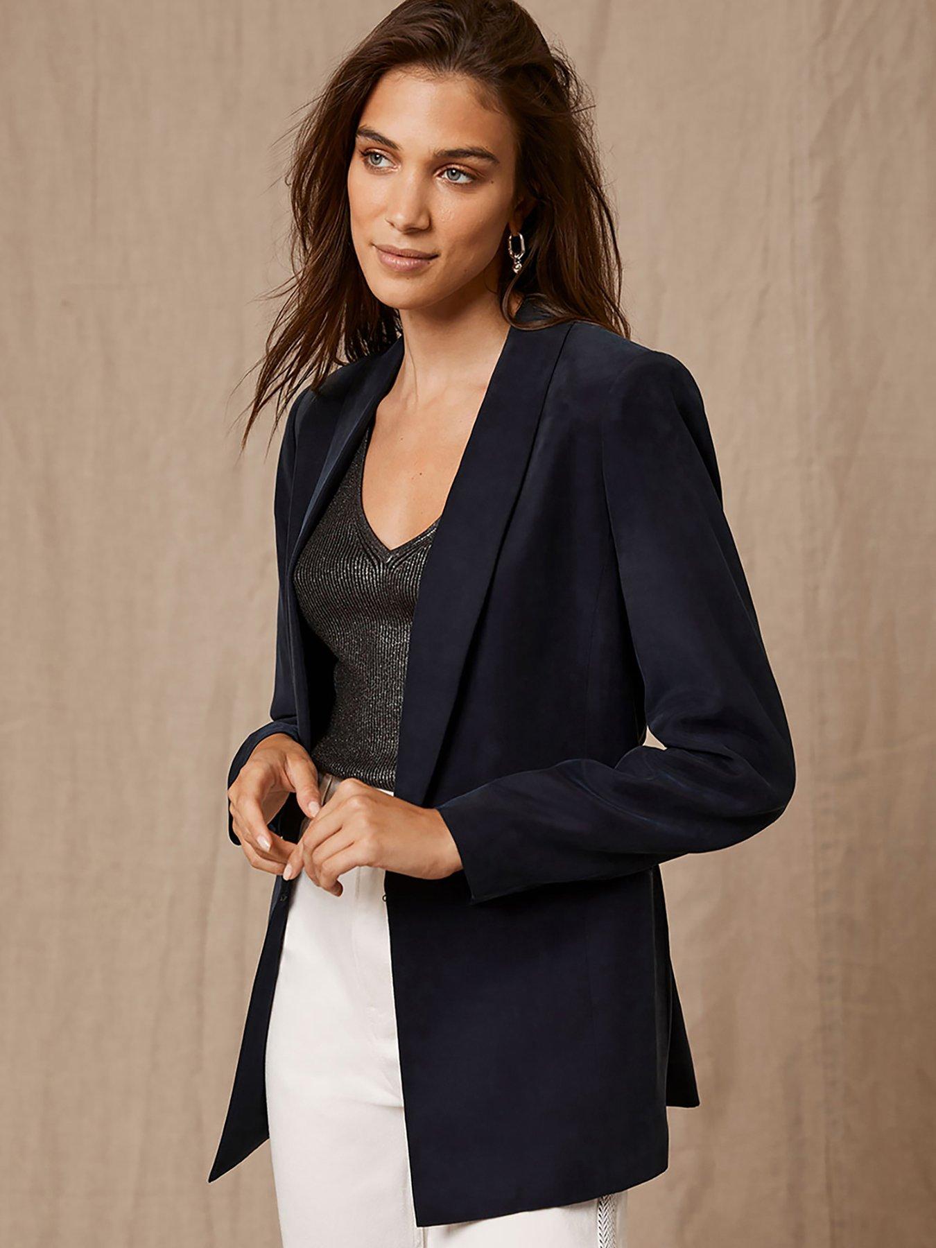 Mint Velvet Navy Tie Back Blazer | very.co.uk