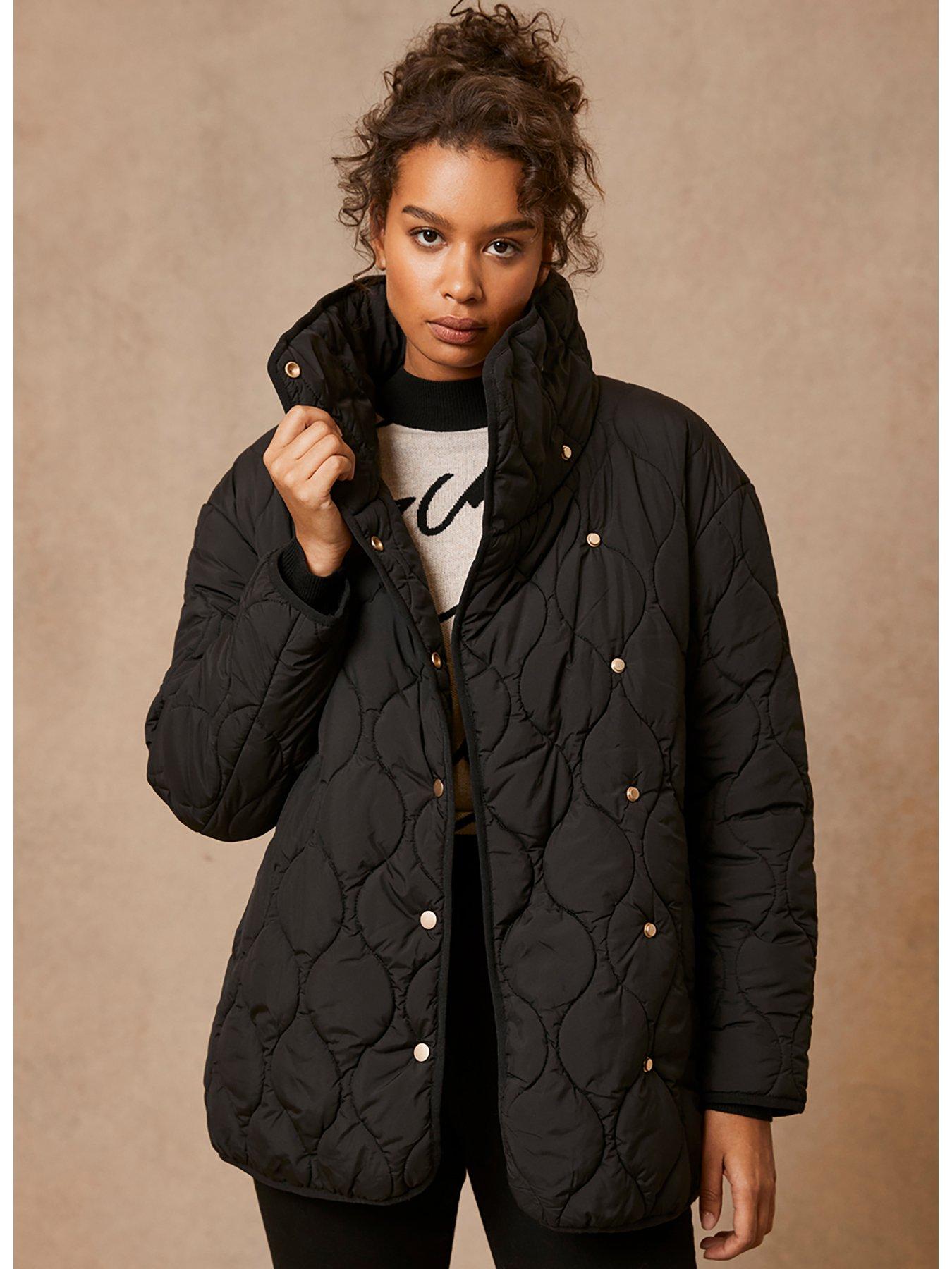 Padded Quilted Coat Black