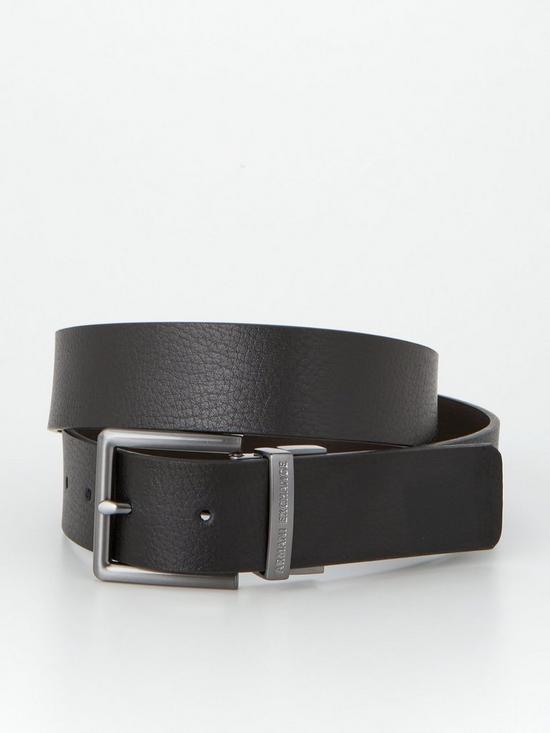 Armani Exchange Reversible Leather Belt - Black | very.co.uk