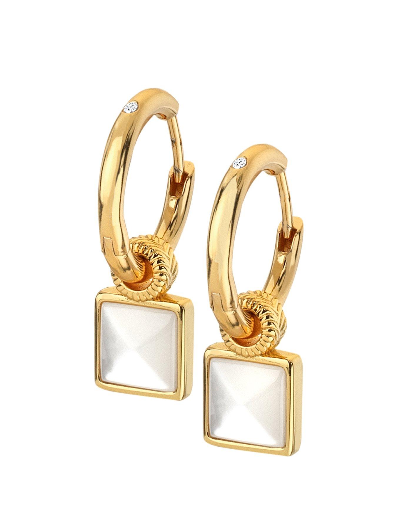 Product photograph of Hot Diamonds Hd X Jj Calm Mother Of Pearl Square Earrings from very.co.uk