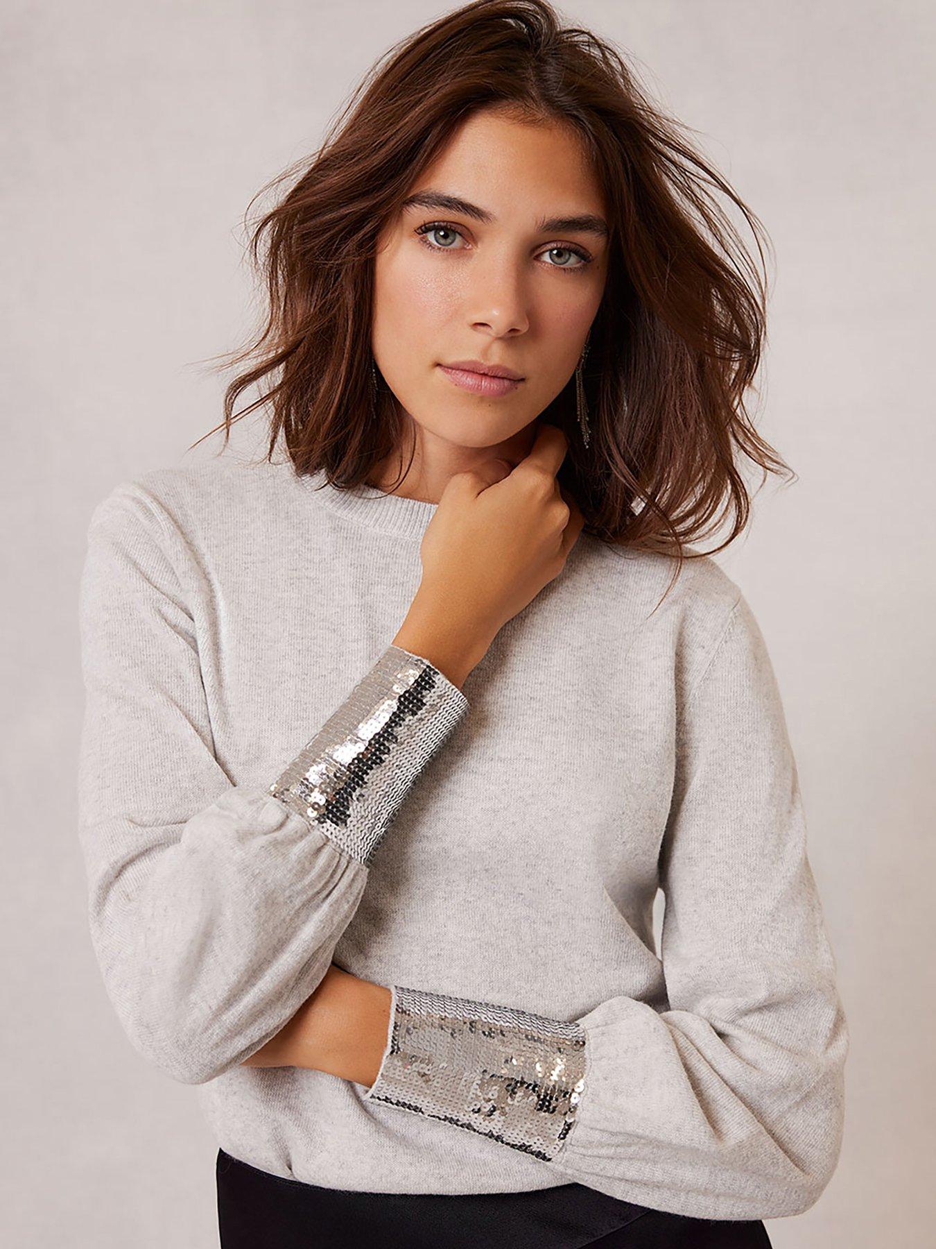 Sequin cuff hot sale jumper