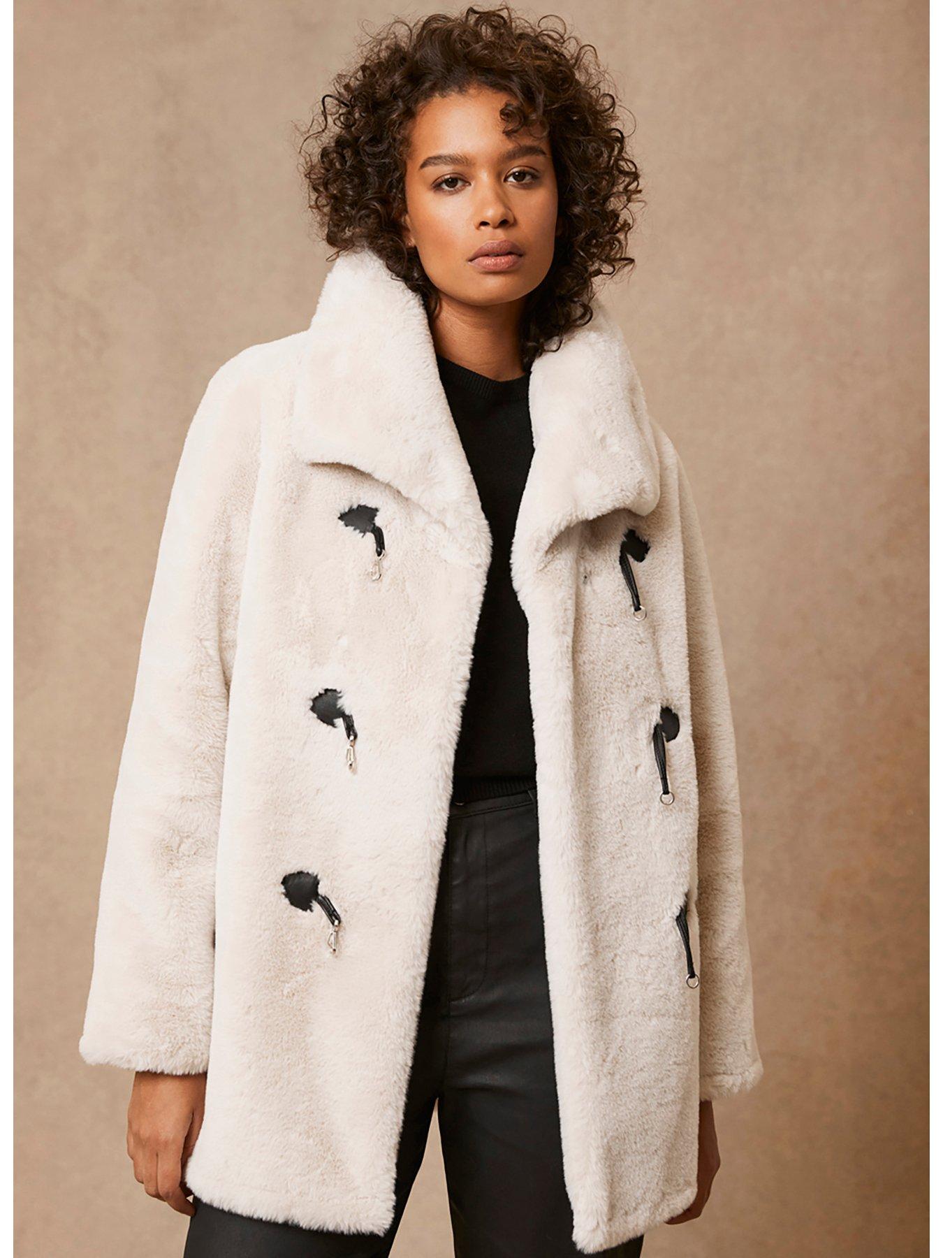 LUCKY BRAND Womens Ivory Faux Fur Denim Jacket Size: XS 