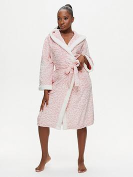 ann summers nightwear & loungewear leopard fluffy robe, bright pink, size xs, women