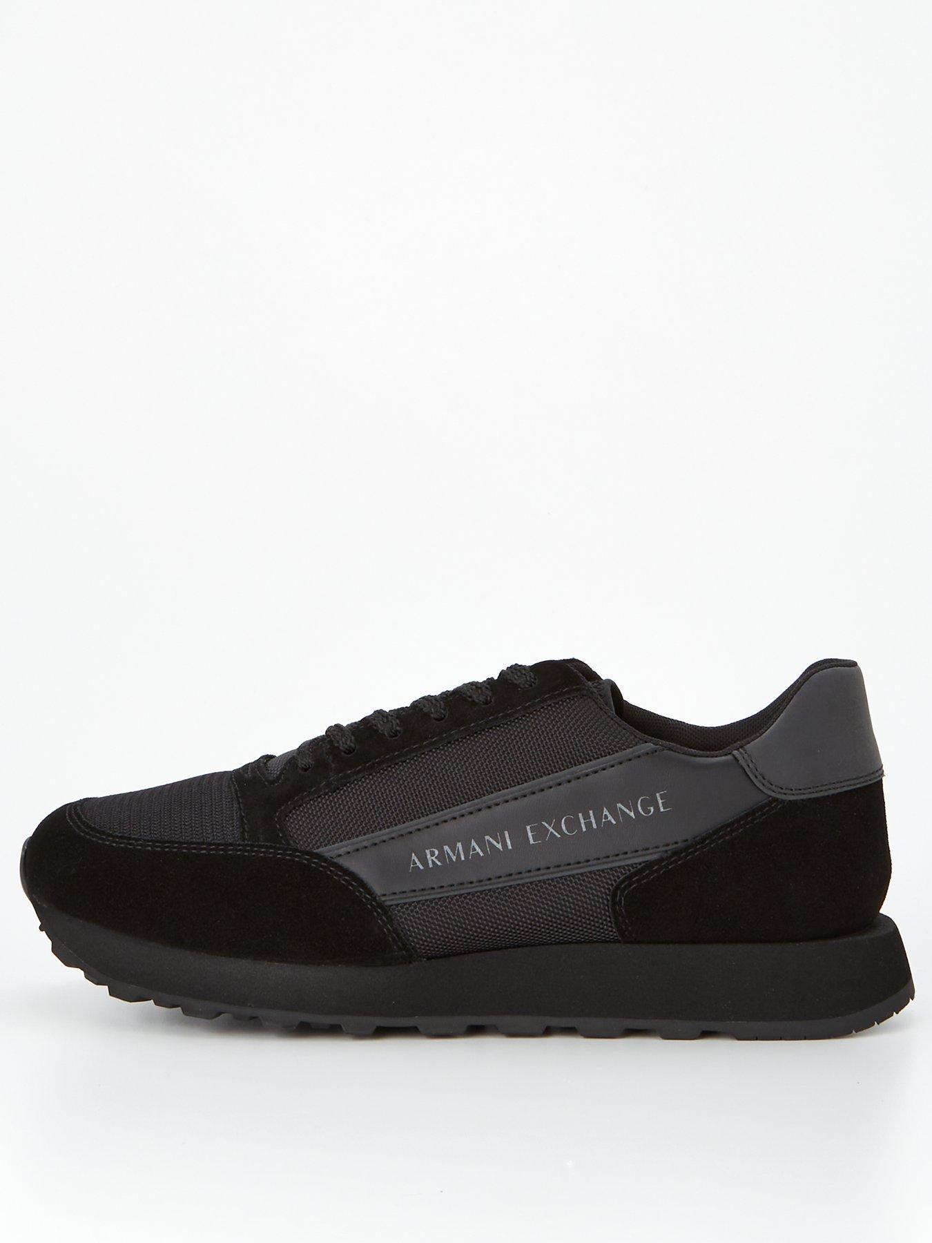 Armani Exchange Suede Mix Trainers - Black | very.co.uk
