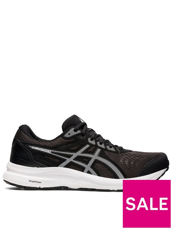 front image of asics-mens-gel-contend-8-running-trainers-blackwhite