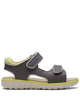 clarks leather roam plane kid sandal, grey, size 9 younger