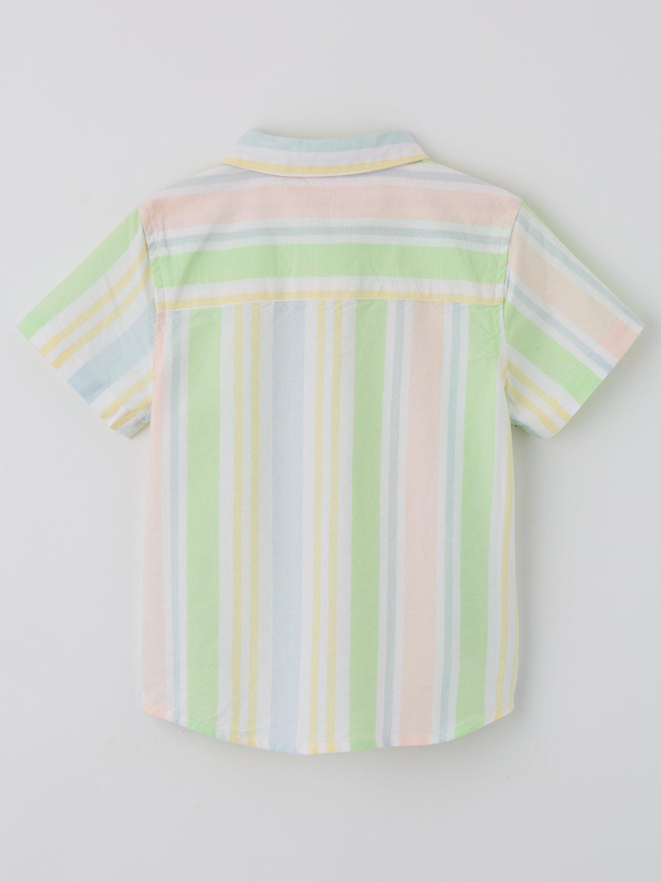 Mini V by Very Boys Stripe Short Sleeve Shirt - Multi | Very.co.uk