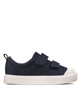clarks toddler city bright canvas plimsoll, navy, size 9.5 younger