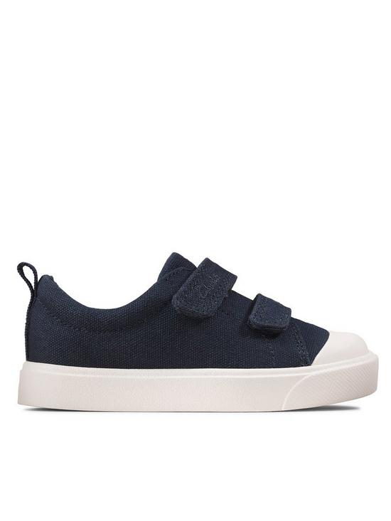 front image of clarks-toddler-city-bright-canvas-plimsoll