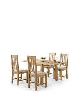 Product photograph of Julian Bowen Astoria 90-180 Cm Flip Top Extending Dining Table 4 Hereford Chairs from very.co.uk