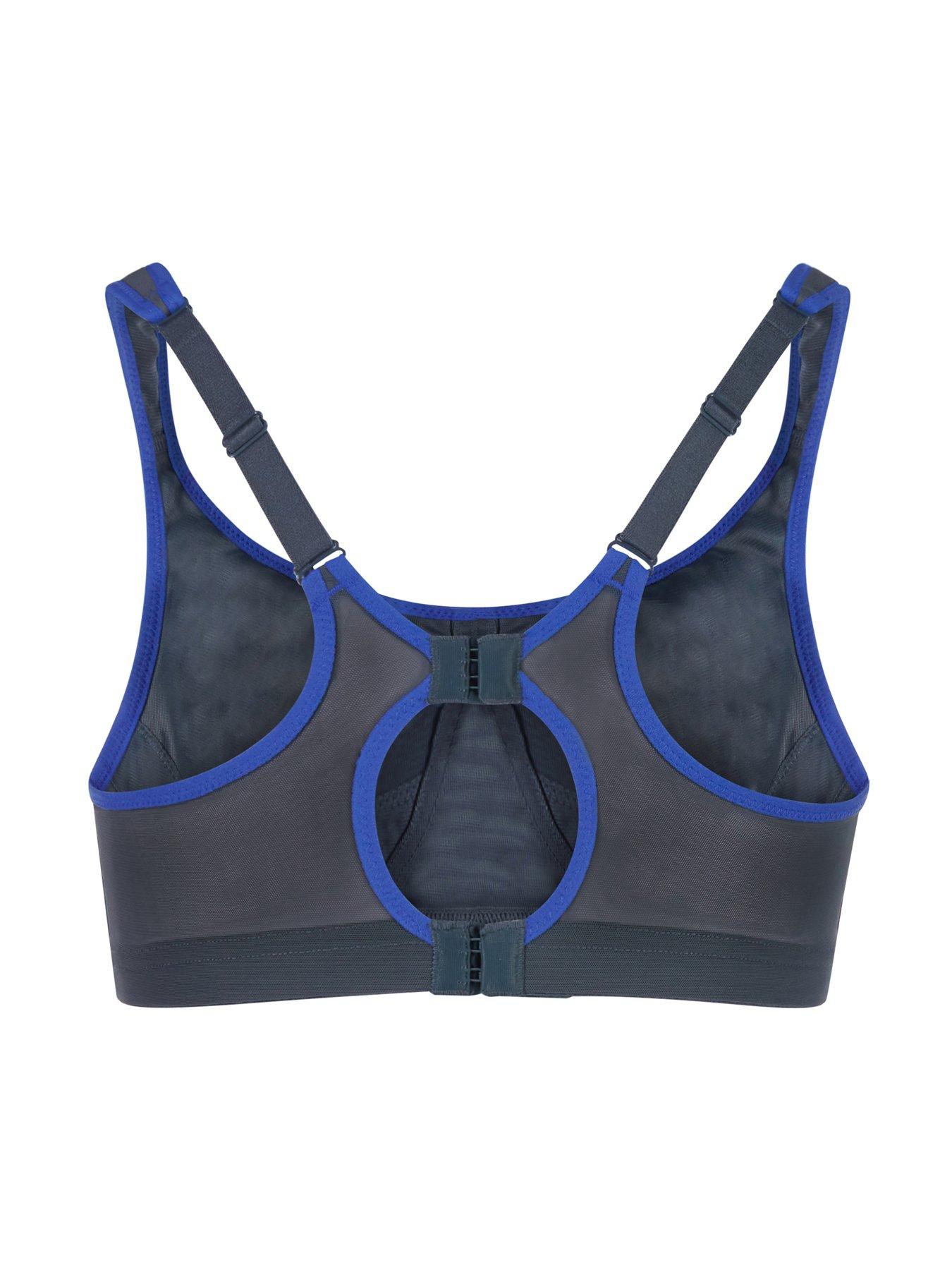 Shock Absorber Womens Active Zipped High Impact Plunge Bra Blue