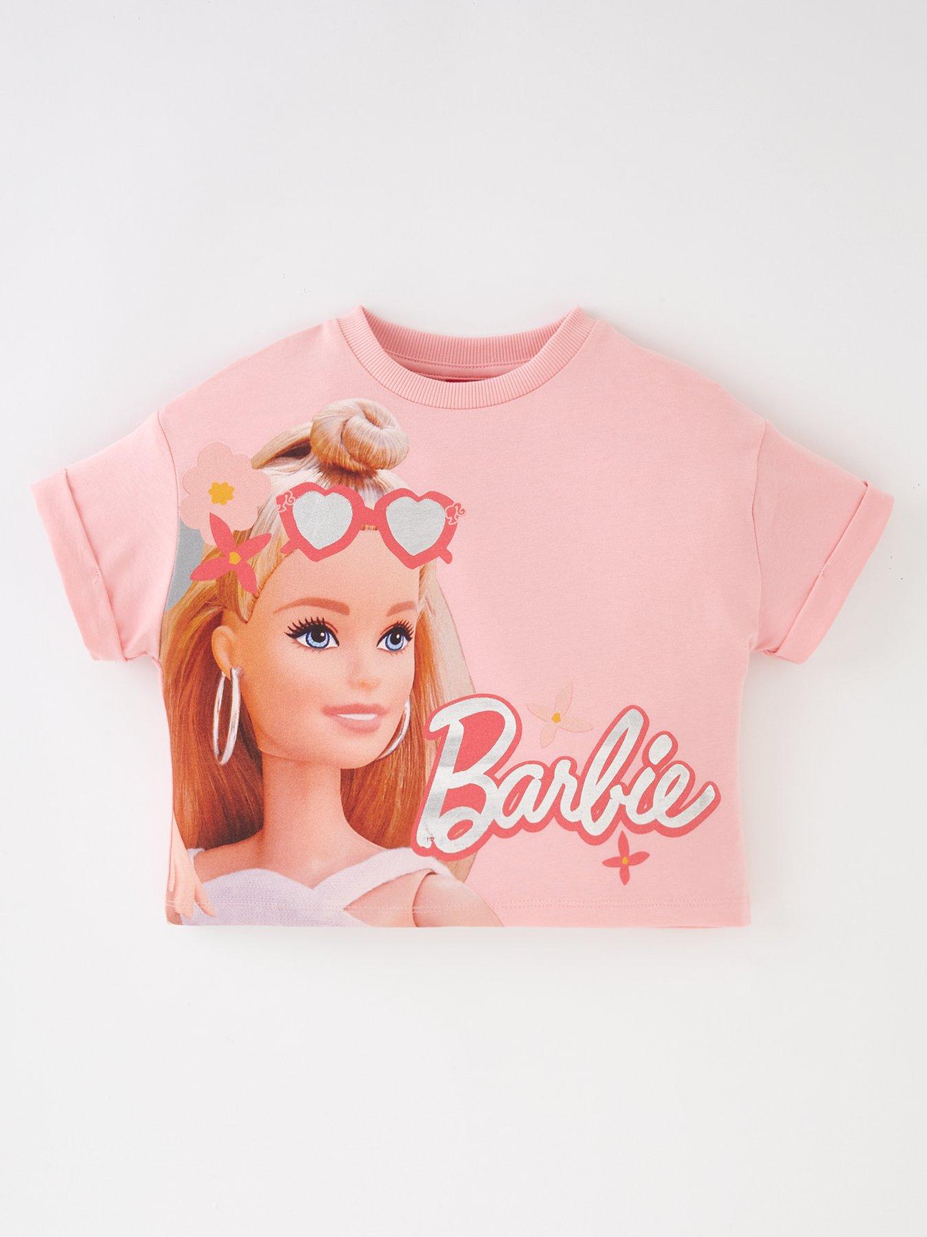 Barbie Summer Doll Foil Print T-Shirt - Pink | very.co.uk