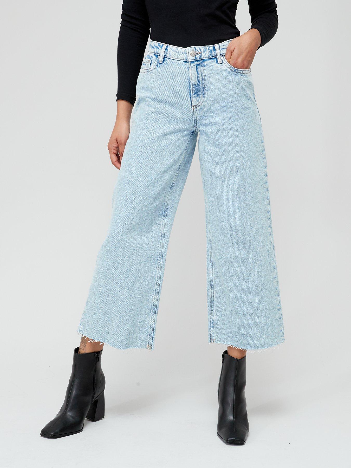 High waist wide deals leg cropped jeans